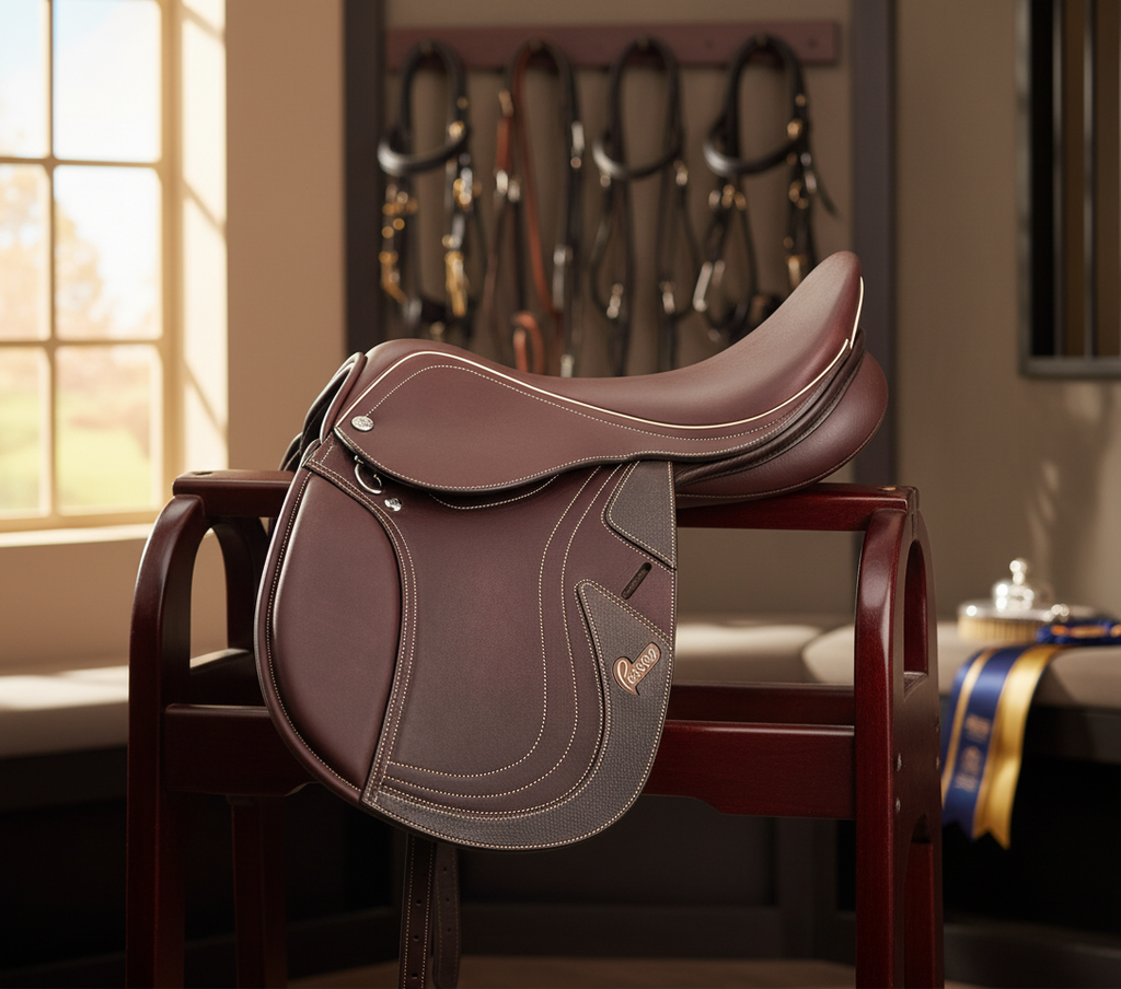 Pessoa Legend Pony saddle in upscale equestrian setting