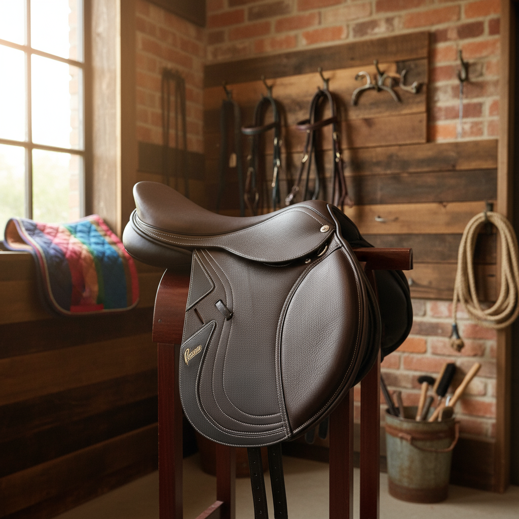 Pessoa Legend Youth Saddle in Tack Room Environment