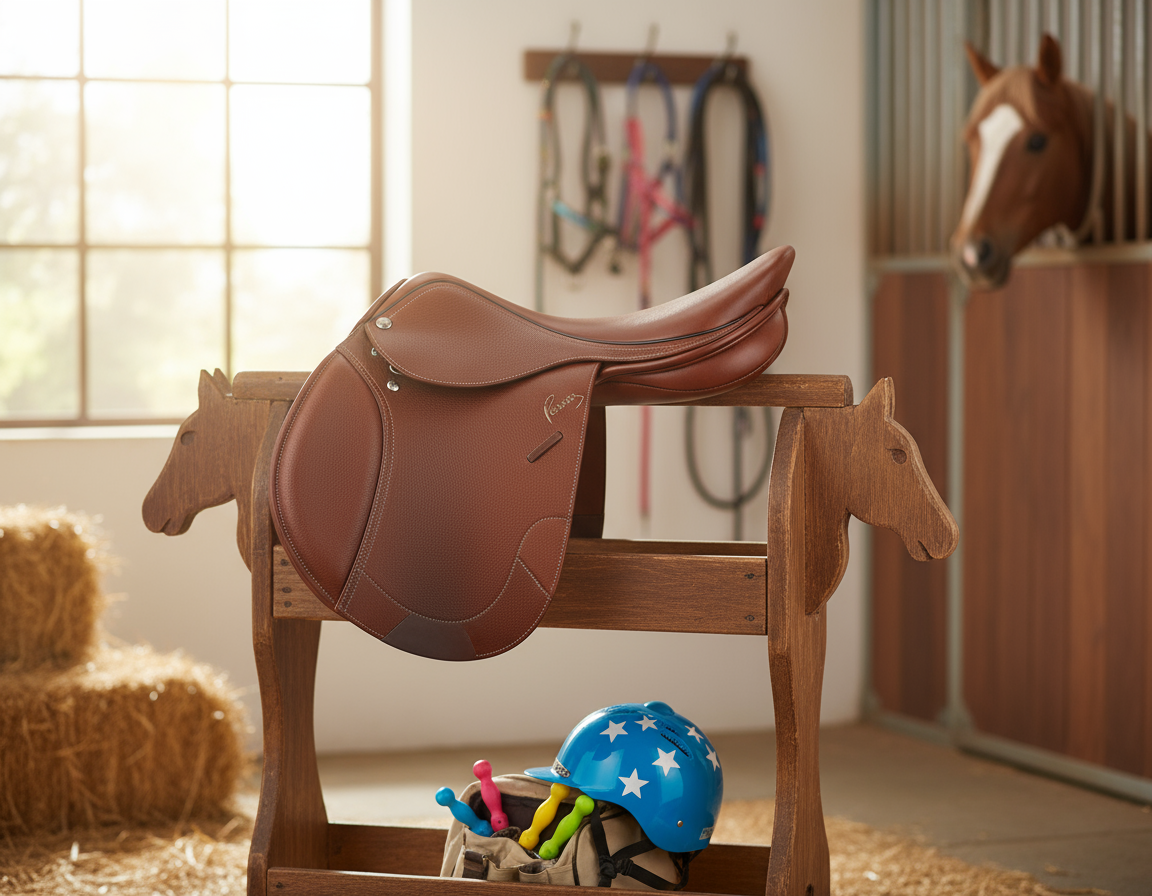 Pessoa Pony saddle in charming equestrian setting